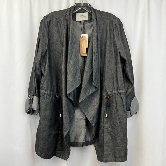 1 Sunset Lane Womens Black Cotton Long Sleeve Open Front Jacket Size Small - Picture 1 of 11